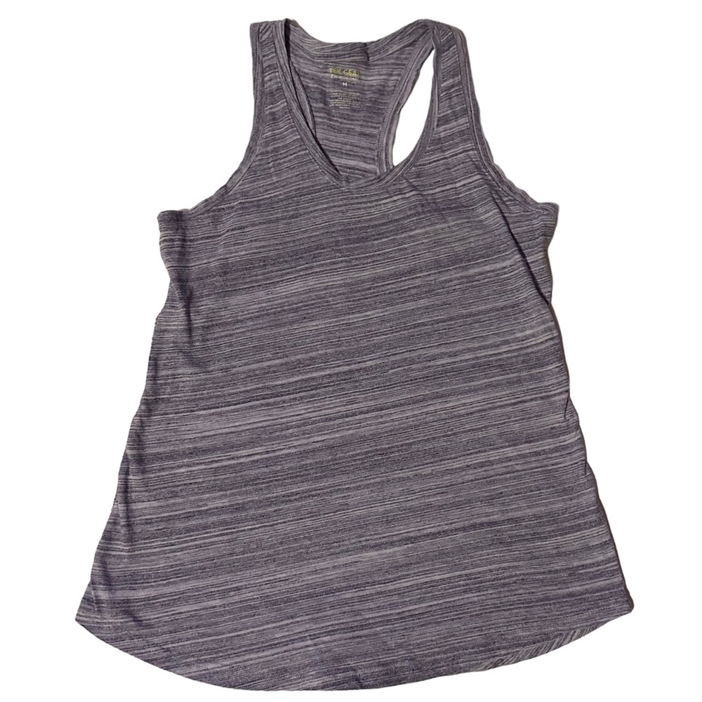 Medium Tek Gear Essentials Purple White Racerback Tank Top